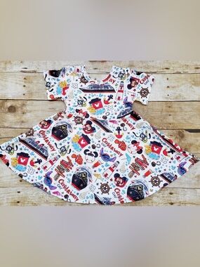 Kids White Nautical Print Dress